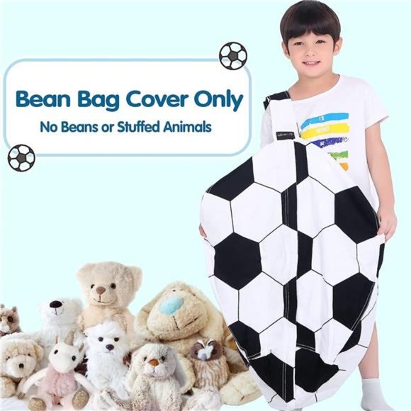 Stuffed Animal Storage Bean Bag Chair for Kids, Zipper Storage Bean Bag - Picture 2 of 5
